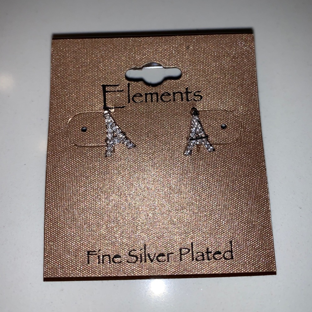 Elements Eiffel Tower Silver Plates Earrings